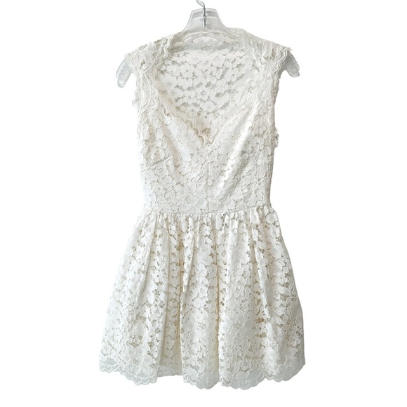 ALEXIS White Lace Ruffle V-Neck Mini Dress Women XS - Picture 2 of 6
